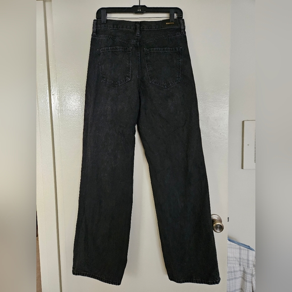 Express High Waisted Washed Black Wide Leg Jeans - Size 4 - Picture 8 of 9